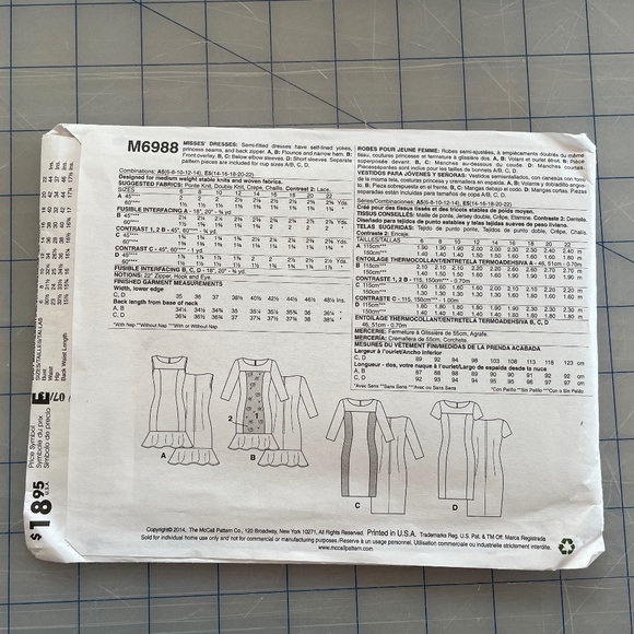 McCall's M6988 Semi-Fitted Dress Uncut Sewing Pattern - Picture 2 of 2
